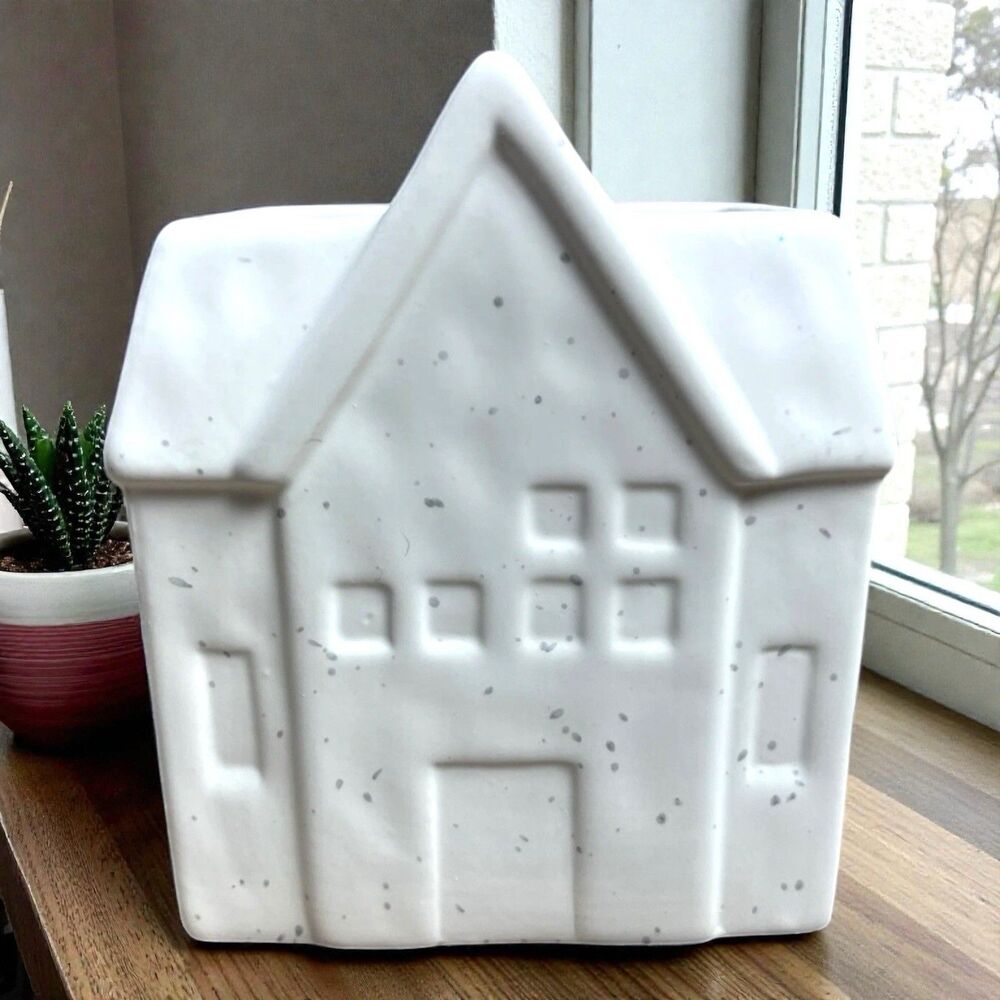Target White Speckled Ceramic House Planter /  Vase